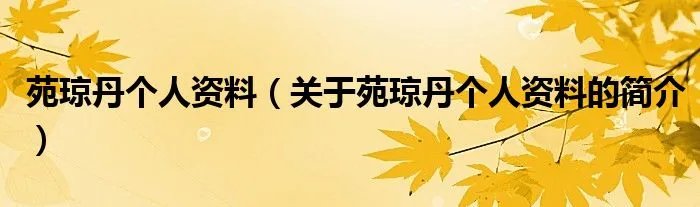 苑琼丹个人资料（关于苑琼丹个人资料的简介）