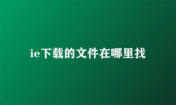 ie下载的文件在哪里找