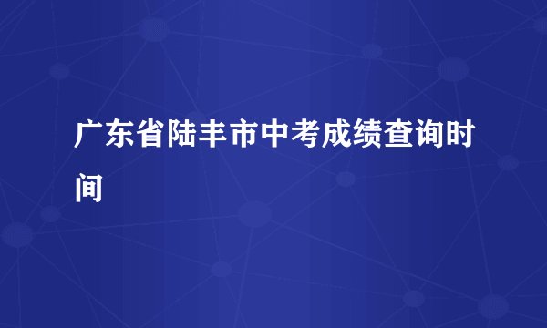 广东省陆丰市中考成绩查询时间