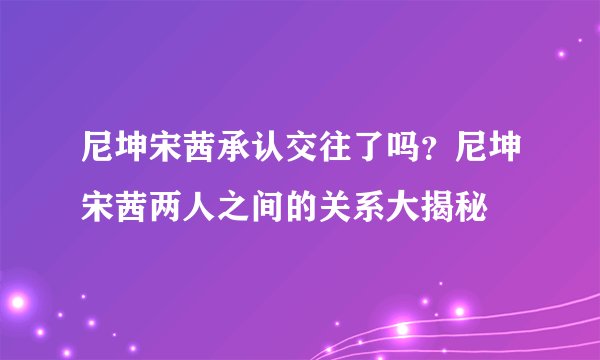尼坤宋茜承认交往了吗？尼坤宋茜两人之间的关系大揭秘