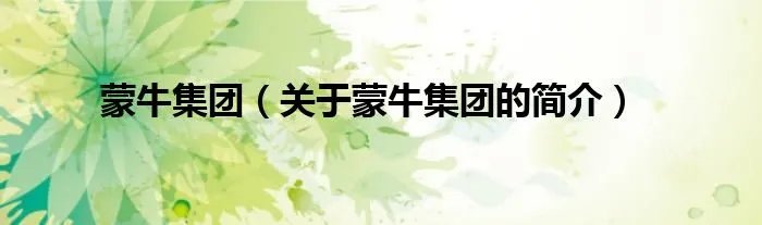 蒙牛集团（关于蒙牛集团的简介）