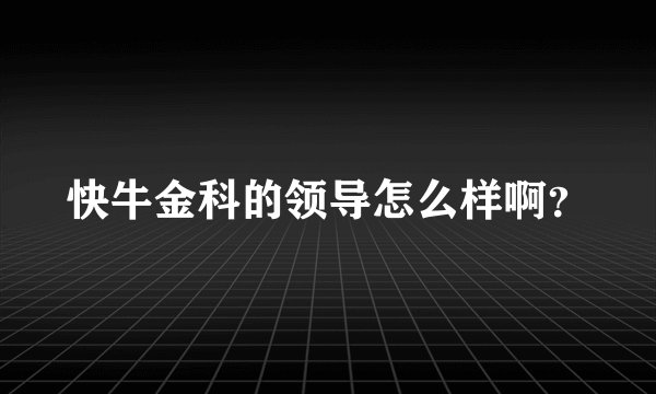 快牛金科的领导怎么样啊?