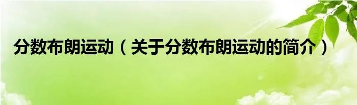 分数布朗运动（关于分数布朗运动的简介）