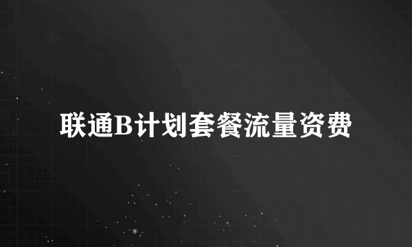 联通B计划套餐流量资费