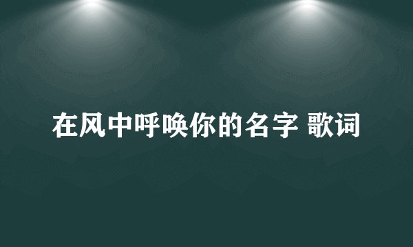 在风中呼唤你的名字 歌词