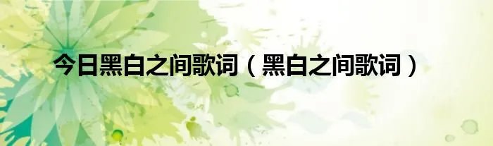 今日黑白之间歌词（黑白之间歌词）
