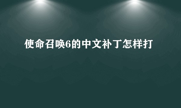 使命召唤6的中文补丁怎样打