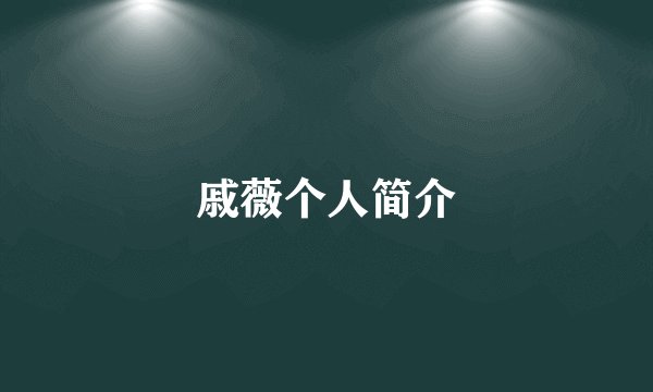 戚薇个人简介