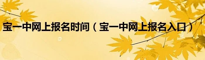宝一中网上报名时间（宝一中网上报名入口）