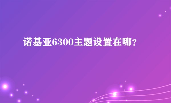 诺基亚6300主题设置在哪？