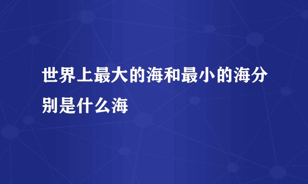 世界上最大的海和最小的海分别是什么海