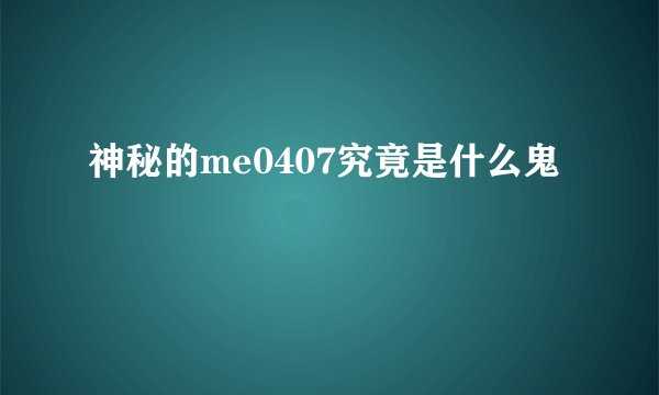 神秘的me0407究竟是什么鬼