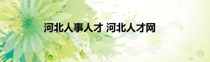 河北人事人才 河北人才网