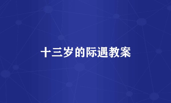 十三岁的际遇教案