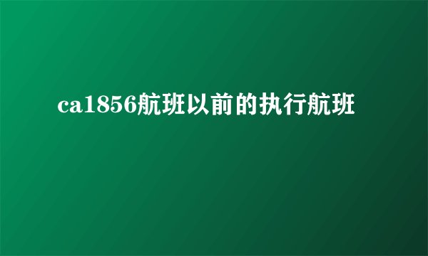 ca1856航班以前的执行航班