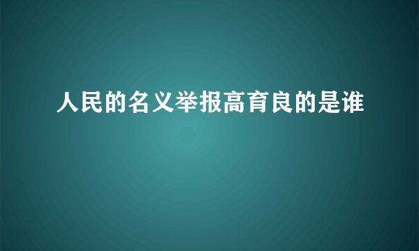 人民的名义举报高育良的是谁