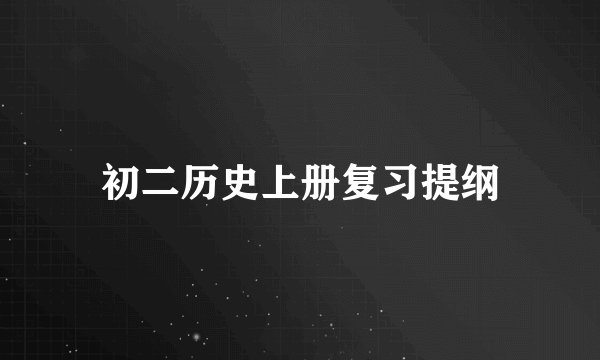 初二历史上册复习提纲