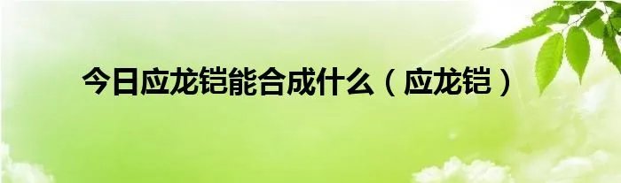 今日应龙铠能合成什么（应龙铠）