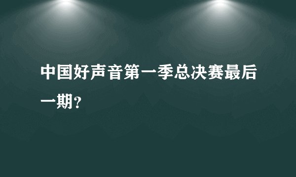 中国好声音第一季总决赛最后一期？