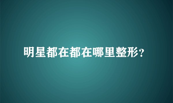 明星都在都在哪里整形？