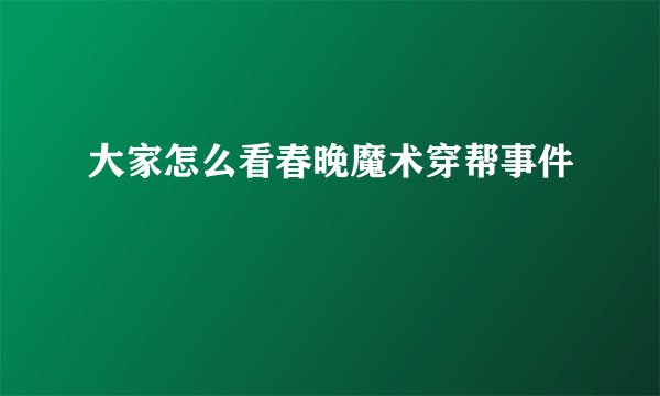 大家怎么看春晚魔术穿帮事件