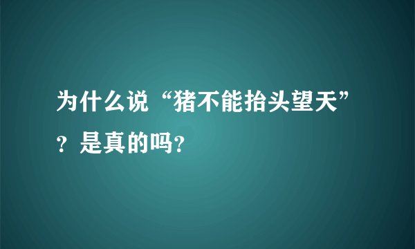 为什么说“猪不能抬头望天”？是真的吗？