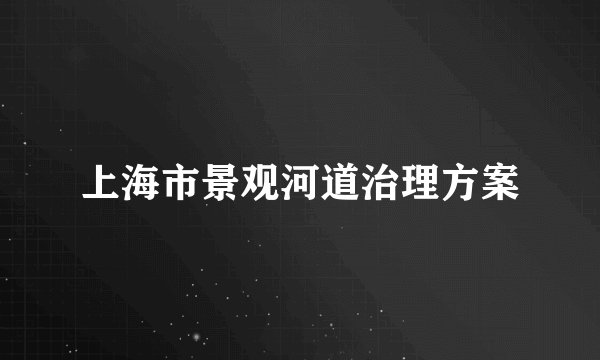 上海市景观河道治理方案