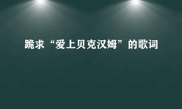 跪求“爱上贝克汉姆”的歌词