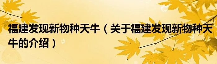 福建发现新物种天牛（关于福建发现新物种天牛的介绍）