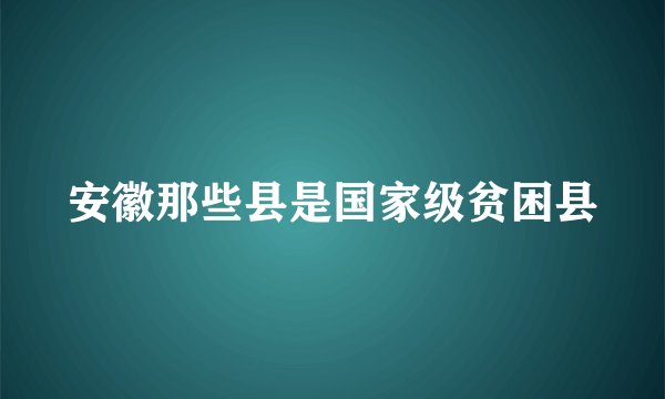 安徽那些县是国家级贫困县