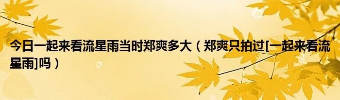 今日一起来看流星雨当时郑爽多大（郑爽只拍过[一起来看流星雨]吗）