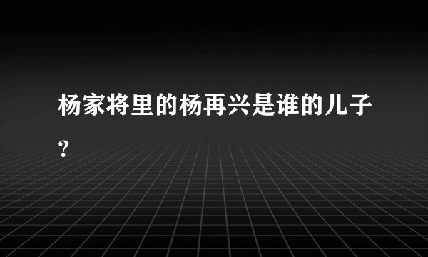 杨家将里的杨再兴是谁的儿子？