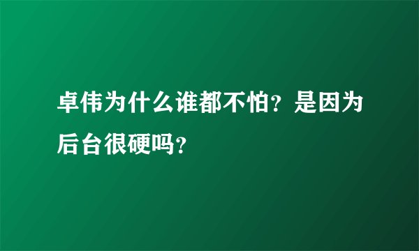 卓伟为什么谁都不怕?是因为后台很硬吗?