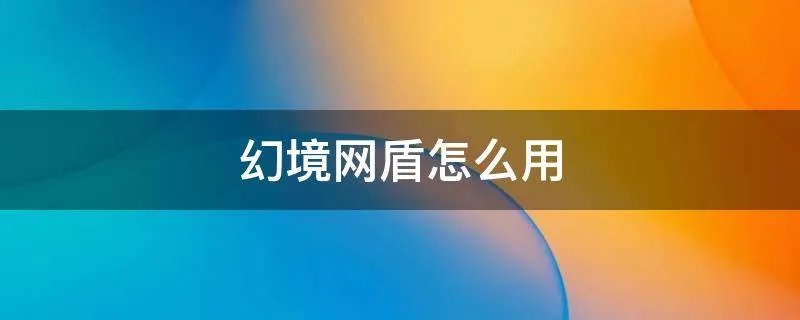 幻境网盾怎么用