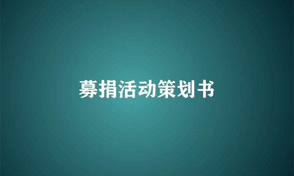 募捐活动策划书