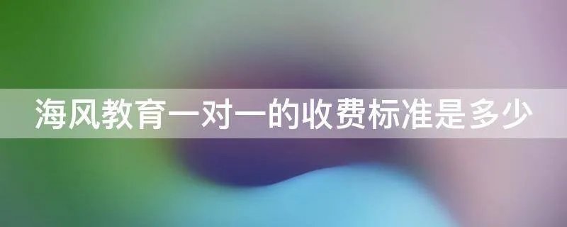 海风教育一对一的收费标准是多少