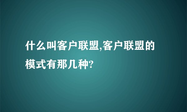什么叫客户联盟,客户联盟的模式有那几种?