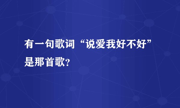 有一句歌词“说爱我好不好”是那首歌?