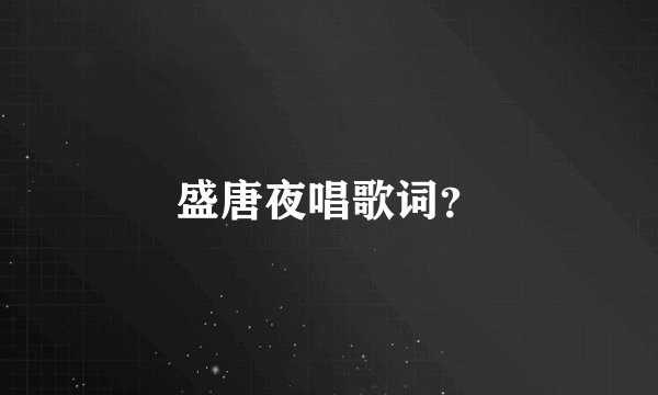 盛唐夜唱歌词？