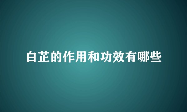 白芷的作用和功效有哪些