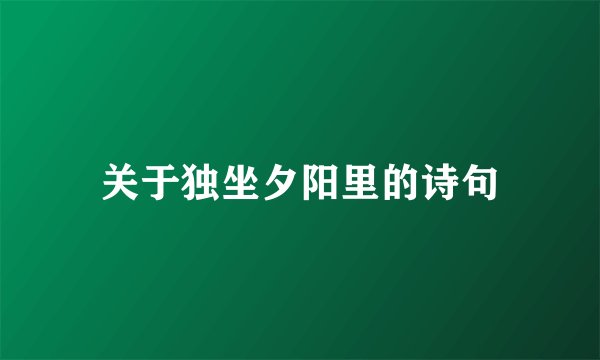 关于独坐夕阳里的诗句