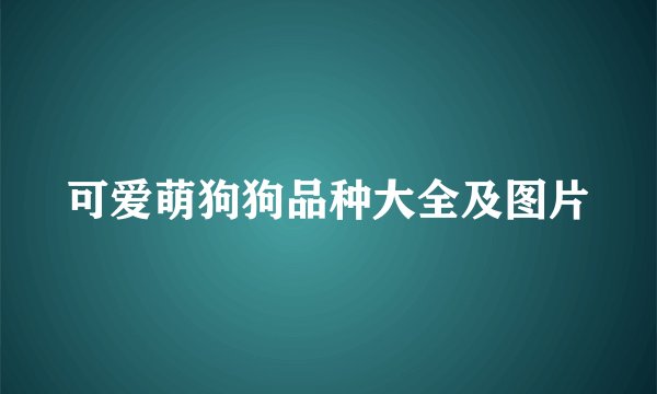 可爱萌狗狗品种大全及图片