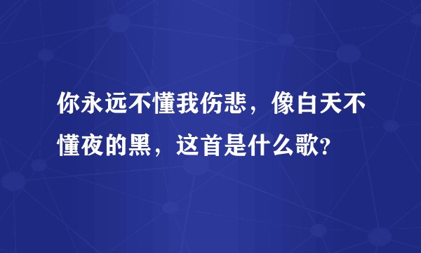 你永远不懂我伤悲,像白天不懂夜的黑,这首是什么歌?