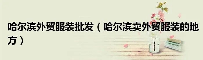 哈尔滨外贸服装批发(哈尔滨卖外贸服装的地方)