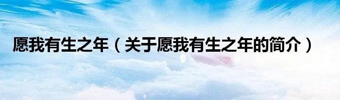 愿我有生之年（关于愿我有生之年的简介）