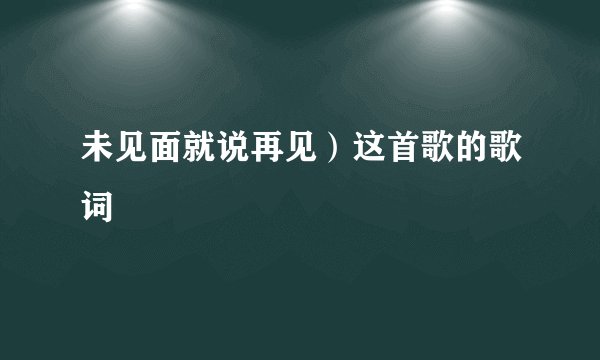 未见面就说再见）这首歌的歌词
