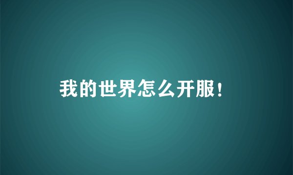 我的世界怎么开服!