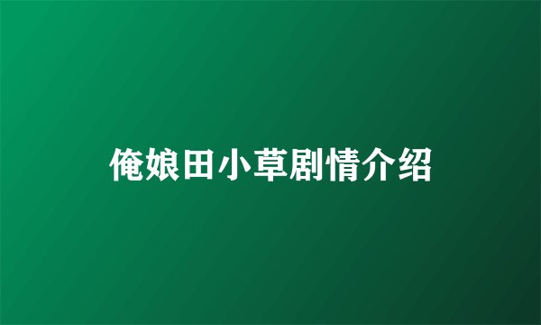 俺娘田小草剧情介绍