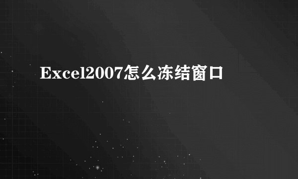 Excel2007怎么冻结窗口