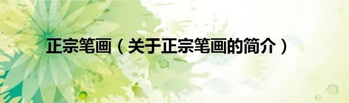 正宗笔画（关于正宗笔画的简介）